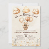 キュートなベアーニュートラルベイビーシャワー 招待状 (正面)