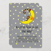 キュートなベビーシャワーアンダーザスターズ招待状 セーブザデート (正面/裏面)