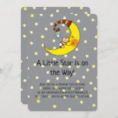 キュートなベビーシャワーアンダーザスターズ招待状 セーブザデート (正面/裏面)
