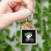 キュートなベ運アのクリスマスツリーへのサイクリストへの贈り物 キーホルダー (手)