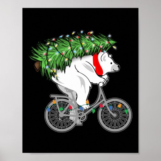 キュートなベ運アのクリスマスツリーへのサイクリストへの贈り物 ポスター (正面)