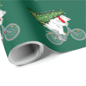 キュートなベ運アのクリスマスツリーへのサイクリストへの贈り物 ラッピングペーパー (ロールコーナー)