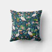 キュートなペリカンカラフル熱帯花パターン クッション (裏面)