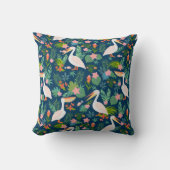 キュートなペリカンカラフル熱帯花パターン クッション (正面)