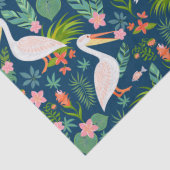 キュートなペリカンカラフル熱帯花パターン 薄葉紙 (詳細)