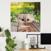 キュートなペルシャのののぞき猫 ポスター (ホームオフィス)