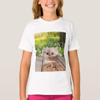キュートなペルシャのののぞき猫 Tシャツ