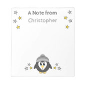 キュートなペンギンが星を呼び、グレーの子供を名前 ノートパッド (正面)