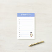 キュートなペンギンと編集可能なポストイットノート ポストイット (デスク上)