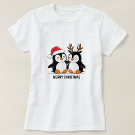 キュートなペンギンのカップル クリスマス – 祝祭の休日 Tシャツ