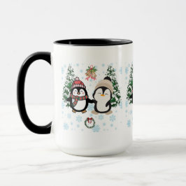 キュートなペンギンのクリスマス 冬のワンダーランド マグカップ