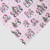 キュートなペンギンのパターかわいらしン・ピンク・クリスマス 薄葉紙 (詳細)