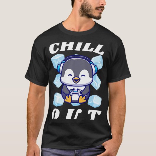 キュートなペンギンをアイスキューブで冷やす Tシャツ (正面)