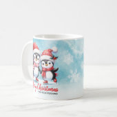 キュートなペンギンアイススケーター赤と青のクリスマス コーヒーマグカップ (正面左)