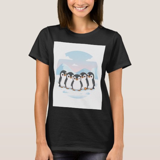 キュートなペンギンスクワッドの女性用 Tシャツ (正面)