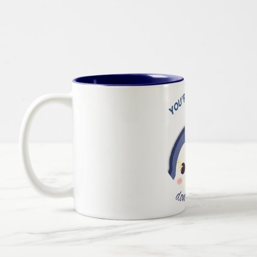 キュートなペンギンマグあなたはそれをアップしない与え価値 ツートーンマグカップ (左)