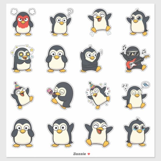 キュートなペンギン絵文字ステッカーセット シール (シート)