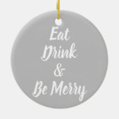 キュートなペンギン食べベアドリンク楽しいクリスマス セラミックオーナメント (裏面)