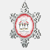 キュートなペンギン3クリスマスオーナメントの家族 スノーフレークピューターオーナメント (右)