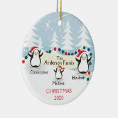 キュートなペンギン3クリスマスオーナメントの家族 セラミックオーナメント (右)