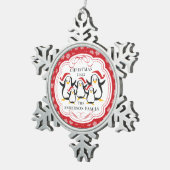 キュートなペンギン5クリスマスオーナメントの家族 スノーフレークピューターオーナメント (右)