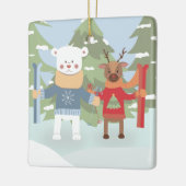 キュートなホッキョクグマとトナカイオーナメント セラミックオーナメント (左)