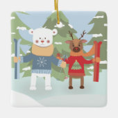 キュートなホッキョクグマとトナカイオーナメント セラミックオーナメント (正面)