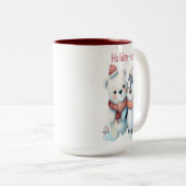 キュートなホッキョクグマとペンギンの友人クリスマスマグ ツートーンマグカップ (正面右)