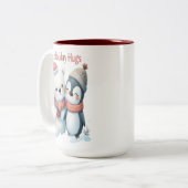 キュートなホッキョクグマとペンギンの友人クリスマスマグ ツートーンマグカップ (正面左)