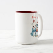 キュートなホッキョクグマとペンギンの友人クリスマスマグ ツートーンマグカップ (正面右)