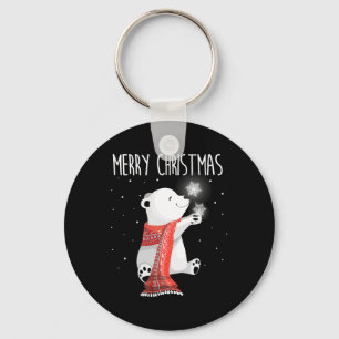 キュートなホッキョクグマのマフラー メリークリスマス Xmas ホリデー キーホルダー