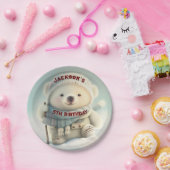 キュートなホッキョクグマ冬ワンダーランドスキースノーフレーク ペーパープレート (パーティー)