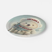 キュートなホッキョクグマ冬ワンダーランドスキースノーフレーク ペーパープレート (アングル)