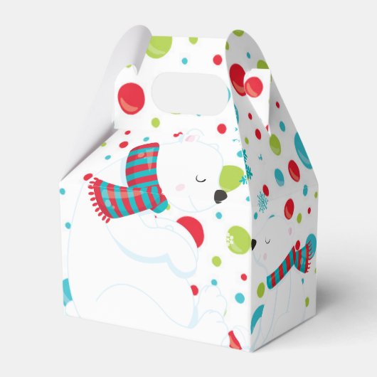 キュートなホッキョクグマ家族の冬メリークリスマス フェイバーボックス (裏面サイド)