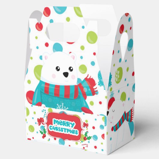 キュートなホッキョクグマ家族の冬メリークリスマス フェイバーボックス (オープン)