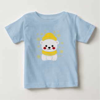 キュートなホッキョクグマ 冬の赤ちゃんTシャツ ベビーTシャツ