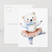キュートなホッキョクベバレリーナ踊りバレエ シーズンポストカード (正面/裏面)