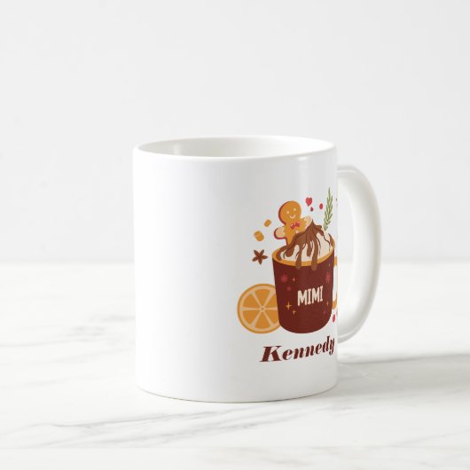 キュートなホットチョコレートとジンジャーブレッド コーヒーマグカップ (正面右)