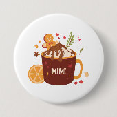 キュートなホットチョコレートとジンジャーブレッド 缶バッジ (正面)