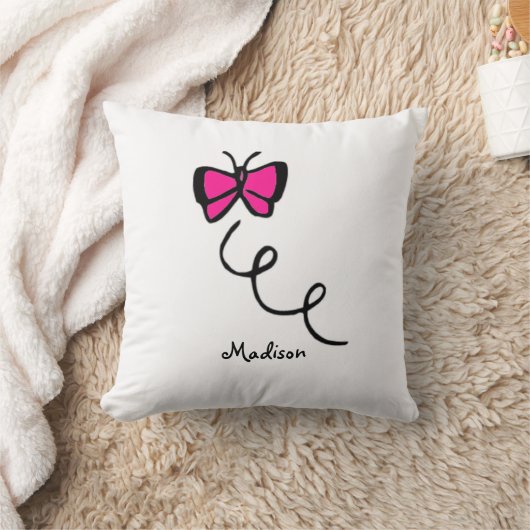 キュートなホットピンクの蝶 クッション (ブランケット)
