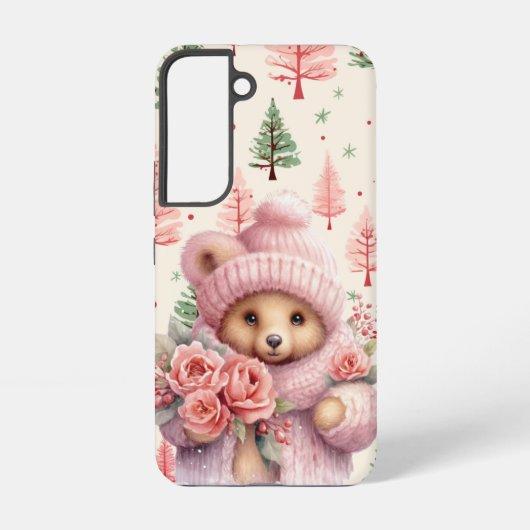 キュートなホリデーウィンターピンクテディベア SAMSUNG GALAXYケース (裏面)