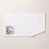 キュートなホワイトイースターバニー、デイジーとクロス バスタオルセット (ハンドタオル)