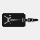 キュートなホワイトフランスパリエッフェルタワーボタン ラゲッジタグ (正面横)