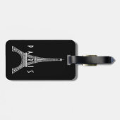 キュートなホワイトフランスパリエッフェルタワーボタン ラゲッジタグ (裏面横)