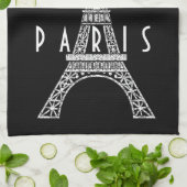 キュートなホワイトフランスパリエッフェルタワー キッチンタオル (折り畳み)