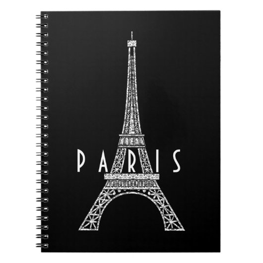 キュートなホワイトフランスパリエッフェルタワー ノートブック (正面)
