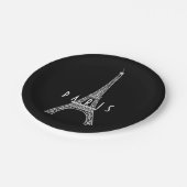 キュートなホワイトフランスパリエッフェルタワー ペーパープレート (アングル)