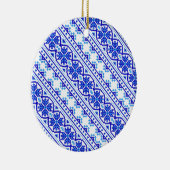 キュートなホワイトブルーの装飾ウクライナストライプ セラミックオーナメント (右)