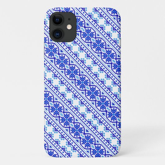 キュートなホワイトブルーの装飾ウクライナストライプ Case-Mate iPhoneケース (裏面)