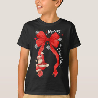 キュートなボウクリスマス、サンタ 可愛い おもしろい ギフト メンズ Tシャツ